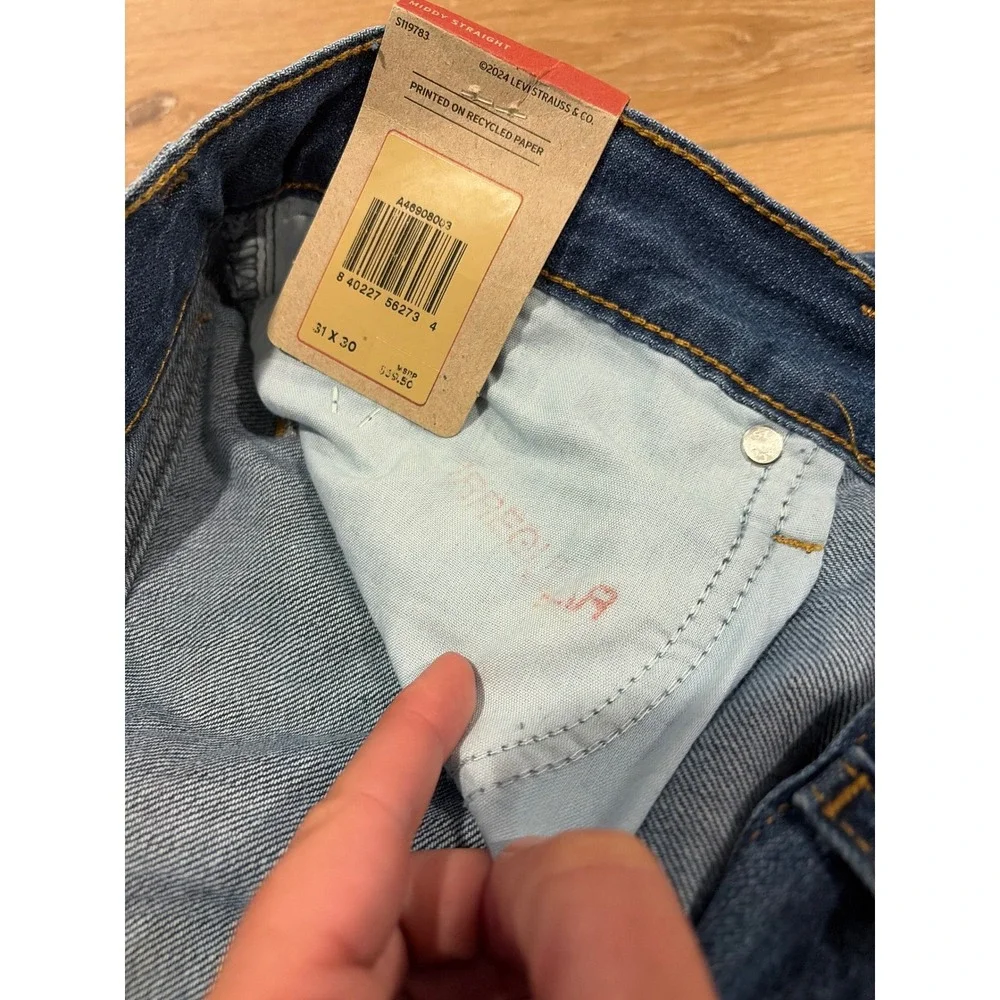 Levis Middy Straight Jeans Womens 31x30 Medium Wash Blue Denim read